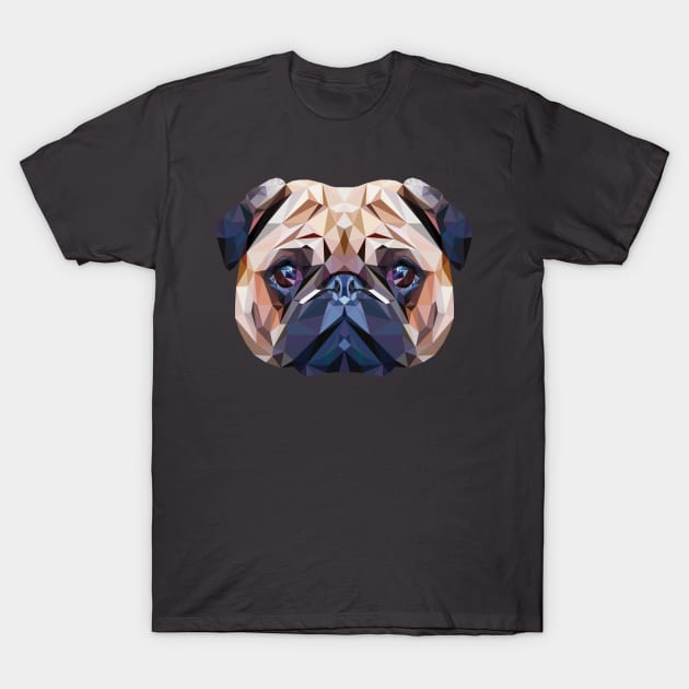 Funny Pug Polygon Dog Head Pet Gift T-Shirt by MaveriKDALLAS